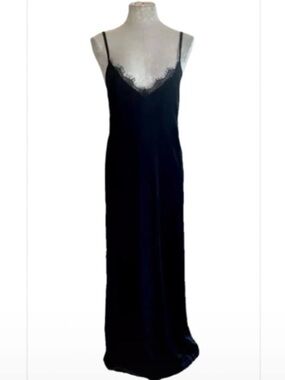 Zara Black Lace-Trim Knit Cami Maxi Dress